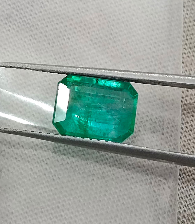 Zambian Emerald 1.67ct Medium Green Certified Natural Octagon Cut Gemstone