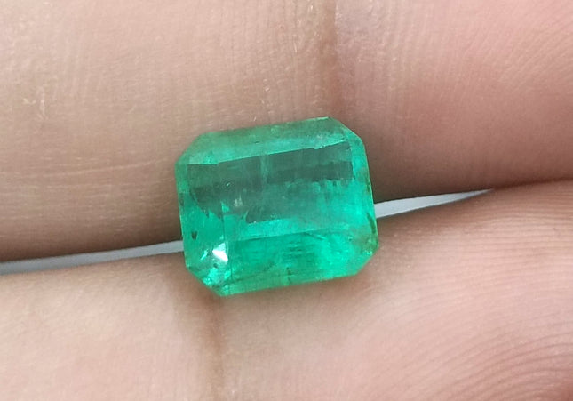GSI Certified Medium Sea Green Zambian Emerald Minor Oiled Loose Gemstone