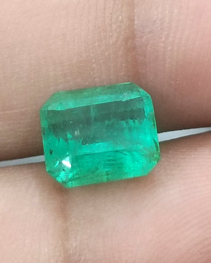 GSI Certified Medium Sea Green Zambian Emerald Minor Oiled Loose Gemstone