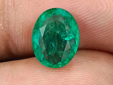 Zambian Emerald 2.42ct Certified Medium Green Oval Cut  Stone