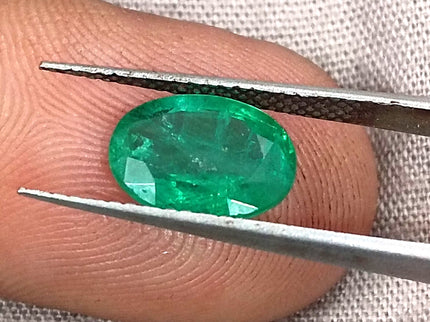 2.01ct Zambian Emerald, Certified Natural Medium Deep Green Oval Cut Loose Gemstone