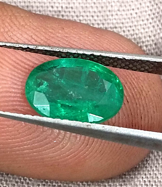2.01ct Zambian Emerald, Certified Natural Medium Deep Green Oval Cut Loose Gemstone