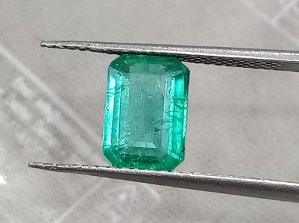 1.47ct Emerald Natural Pastel Green Octagon Cut Minor Oiled Loose Gemstone