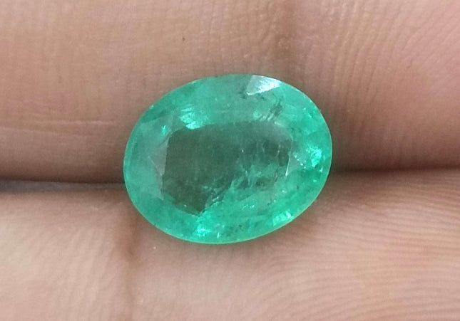 3.29ct Medium Light Green Zambian Emerald Minor Oiled Loose Gemstone