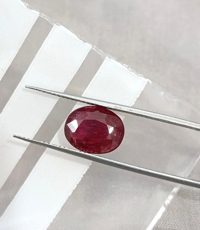 3.23ct Unheated Ruby Natural SGL Certified Deep Ruby Red Oval Gemstone