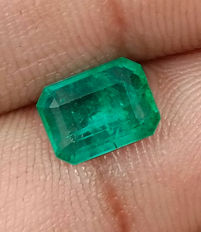 Zambian Emerald 1.67ct Medium Green Certified Natural Octagon Cut Gemstone