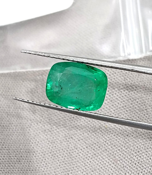 Swat Emerald 3.19ct Natural Certified Vibrant Spring Green Cushion Cut Loose Gemstone
