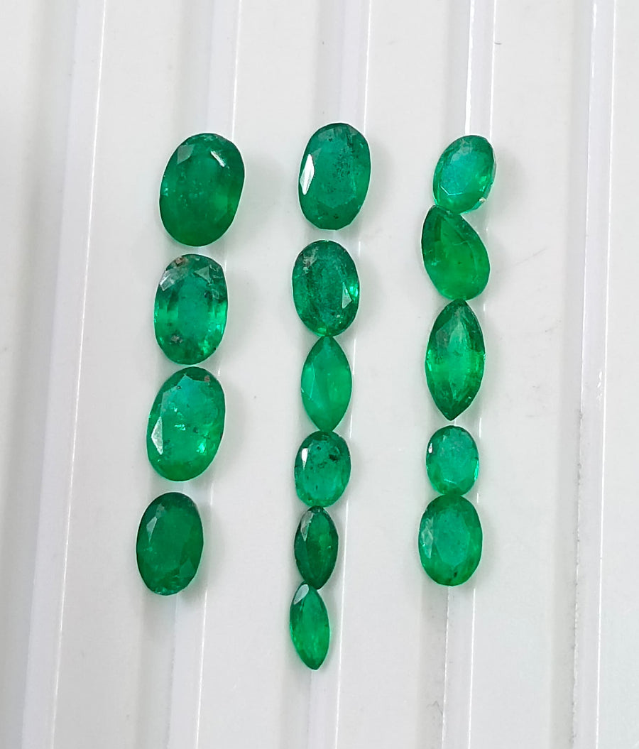 2.65ct Natural Emerald Parcel Vivid Deep Green Zambian Mixed Cut Loose Gemstones