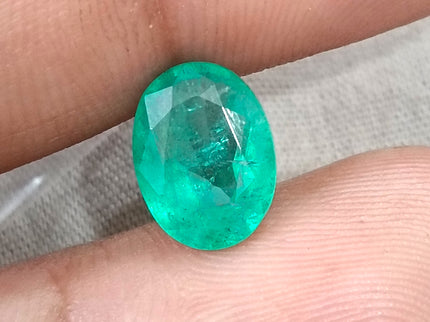 3.13ct Bright Sea Green Natural Emerald Zambia Minor Oiled Oval Cut SGL Certified Gemstone