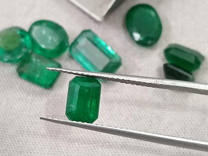 11.01ct Natural Emerald Parcel Zambia Mixed Cut Medium Deep Green Gemstones