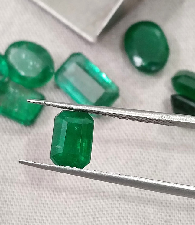 11.01ct Natural Emerald Parcel Zambia Mixed Cut Medium Deep Green Gemstones