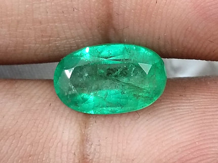 3.47ct Panjshir Emerald Natural GSI Certified Intense Green Oval Cut Loose Gemstone