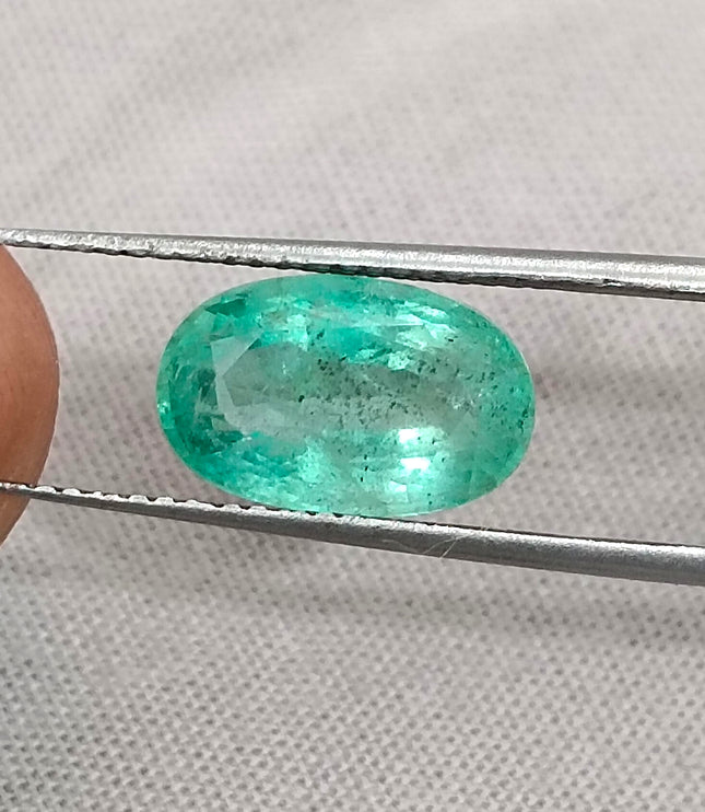 GSI Certified 3.11ct Pastel Green Emerald, 100% Natural Gemstone