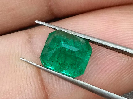 Zambian Emerald 2.30ct Intense Spring Green Octagon Cut Loose Gemstone