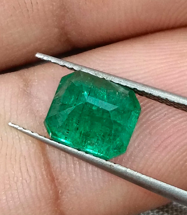 Zambian Emerald 2.30ct Intense Spring Green Octagon Cut Loose Gemstone