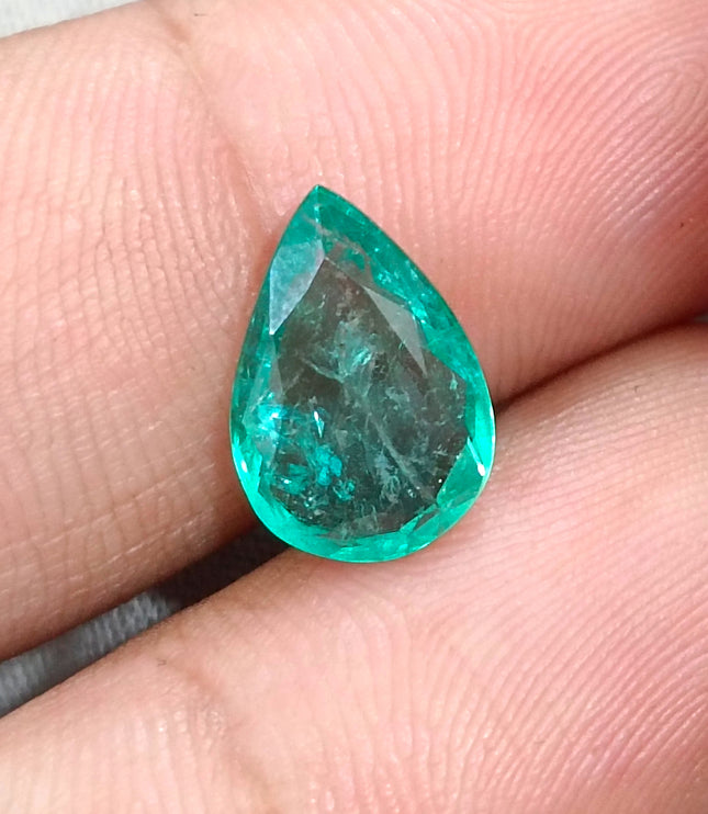 2.44ct Zambian Emerald Natural Medium Green Pear Cut SGL Certified Gemstone