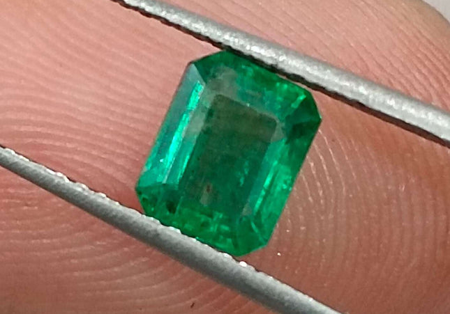 GSI Certified 0.91ct Deep Green Zambian Emerald Minor Oiled Loose Gemstone