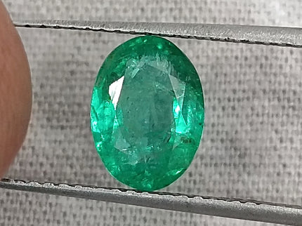 Quality Natural Zambian Emerald 1.24ct Spring Green Color Oval Cut Gemstone