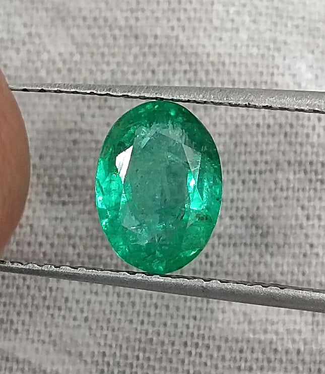 Quality Natural Zambian Emerald 1.24ct Spring Green Color Oval Cut Gemstone
