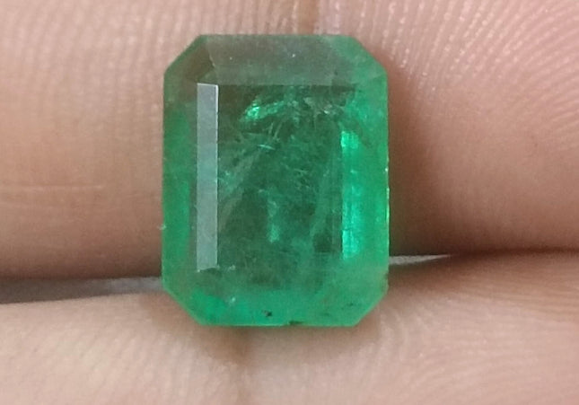 3.94ct GSI USA Certified Medium Green Zambian Emerald Minor Oiled Loose Gemstone