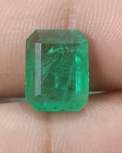3.94ct GSI USA Certified Medium Green Zambian Emerald Minor Oiled Loose Gemstone