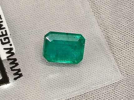 Zambian Emerald 3.05ct Natural Medium Deep Green Certified Octagon Cut Gemstone