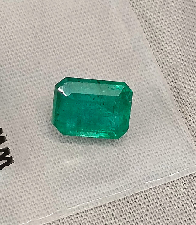 Zambian Emerald 3.05ct Natural Medium Deep Green Certified Octagon Cut Gemstone