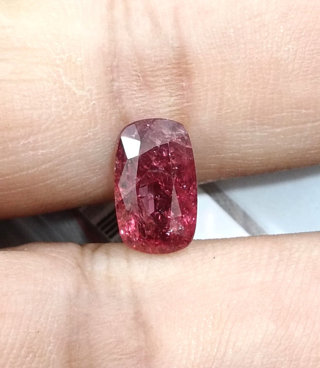 2.96ct Unheated Mozambique Ruby Rasberry Red SGL Certified Cushion Cut Loose Gemstone