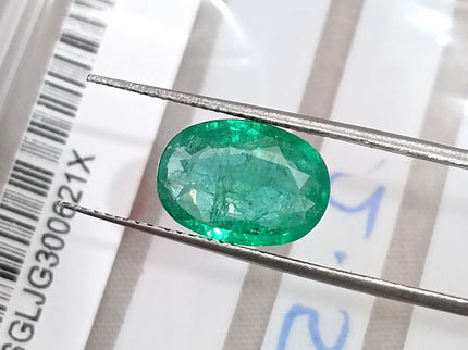 2.56ct Natural Emerald SGL Certified Rich Medium Spring Green Oval Cut Gemstone