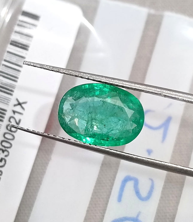 2.56ct Natural Emerald SGL Certified Rich Medium Spring Green Oval Cut Gemstone