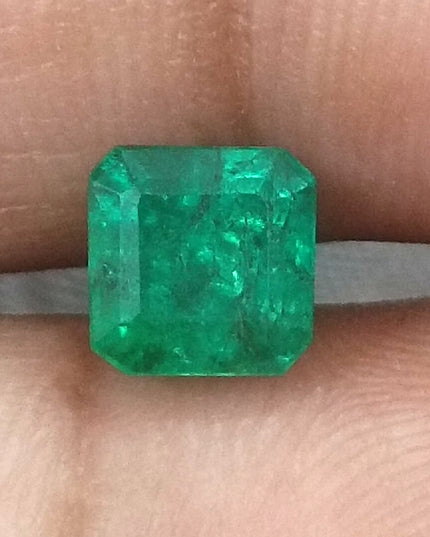 1.46ct GSI Certified Vivid Green Zambian Emerald Minor Oiled Loose Gemstone