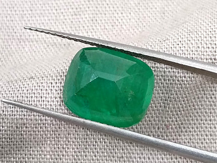 Zambian Emerald 4.12ct Certified Natural Medium Deep Green Cushion Cut Loose Stone