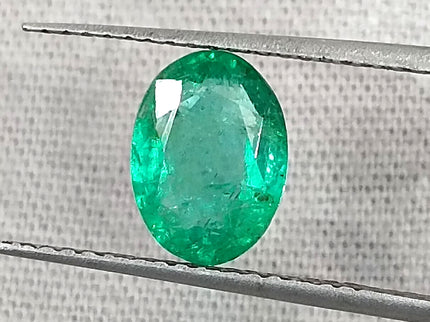 Quality Natural Zambian Emerald 1.24ct Spring Green Color Oval Cut Gemstone