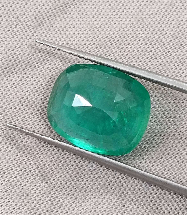 Natural Zambian Emerald 6.28ct Big Size Cushion Cut Medium Deep Green Loose Gemstone