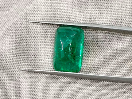 Zambian Emerald 5.88ct Certified Natural Sugarloaf Cut Vivid Green Gemstone
