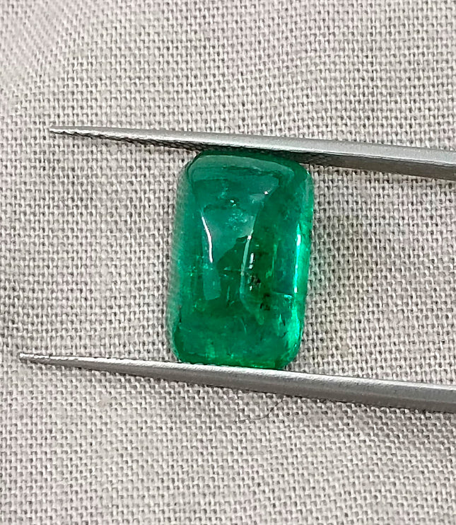 Zambian Emerald 5.88ct Certified Natural Sugarloaf Cut Vivid Green Gemstone
