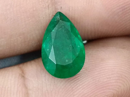 Zambian Emerald 3.05ct Natural Certified Deep Velvet Green Pear Cut Gemstone