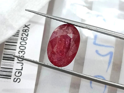3.72ct Unheated Mozambique Ruby Natural SGL Certified Rasberry Red Oval Cut Loose Gemstone