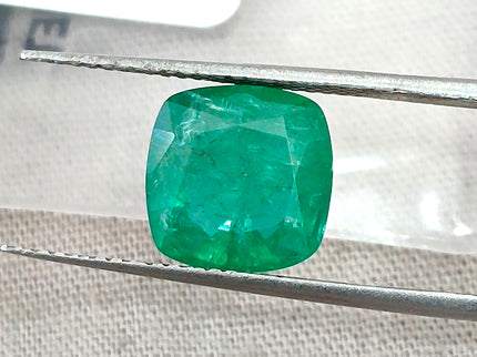2.79ct Emerald Natural Spring Green GSI Certified Cushion Cut Loose Gemstone