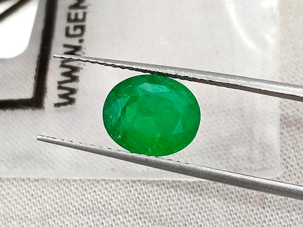 Vivid Green 1.95ct Zambian Emerald Certified Natural Oval Cut Loose Stone