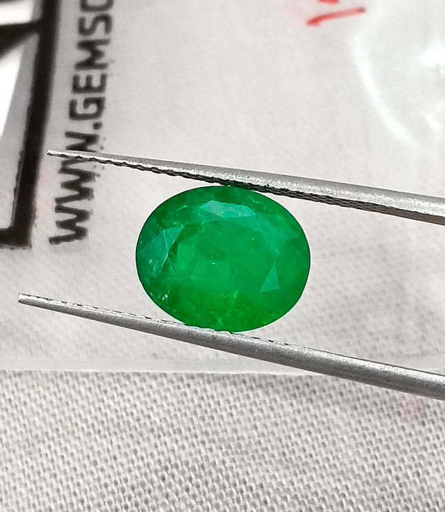 Vivid Green 1.95ct Zambian Emerald Certified Natural Oval Cut Loose Stone