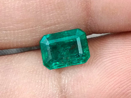 1.98ct Zambian Emerald, Vivid Deep Green Octagon Cut Certified Gemstone