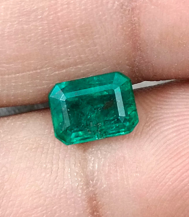 1.98ct Zambian Emerald, Vivid Deep Green Octagon Cut Certified Gemstone
