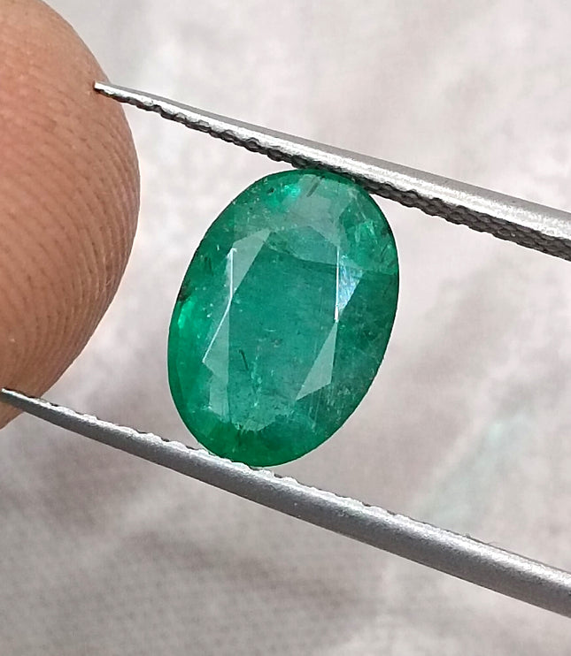 GSI Certified 1.67ct Deep Glass Green Zambian Emerald