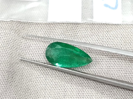 1.81ct Natural Emerald SGL Certified Vivid Velvet Green Zambia Pear Cut Stone