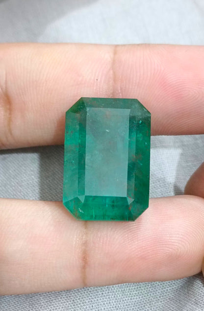 HUGE GSI Certified 36.95ct Deep Green Zambian Emerald , 100% Natural Earth Mined Gemstone