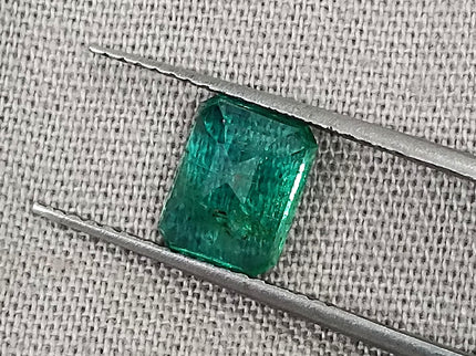 Zambian Emerald 1.27ct Quality Deep green Natural Emerald Cut Gemstone