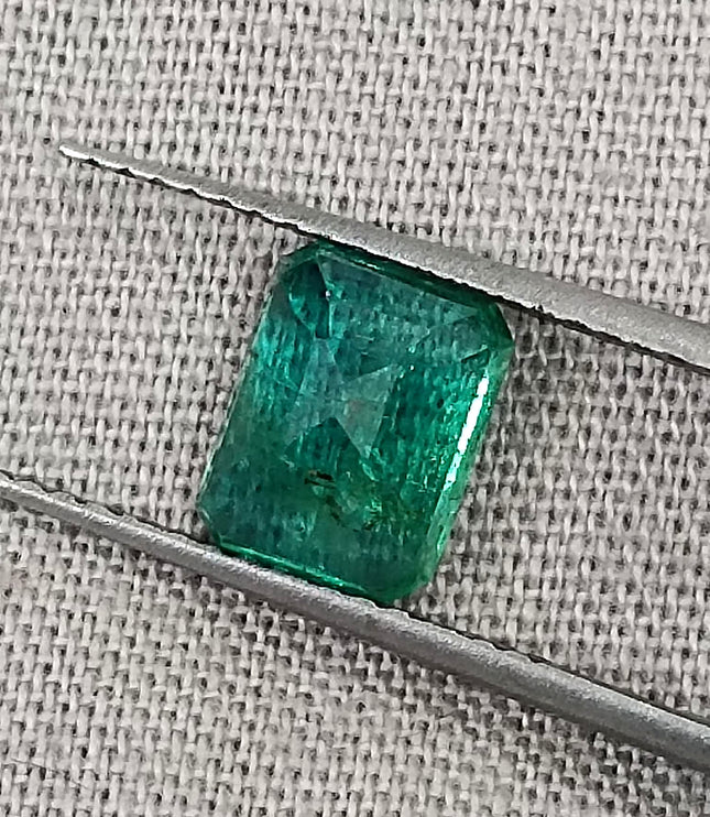 Zambian Emerald 1.27ct Quality Deep green Natural Emerald Cut Gemstone