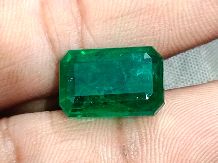 11.10ct Zambian Emerald Vivid Deep Green Octagon Cut Natural Gemstone