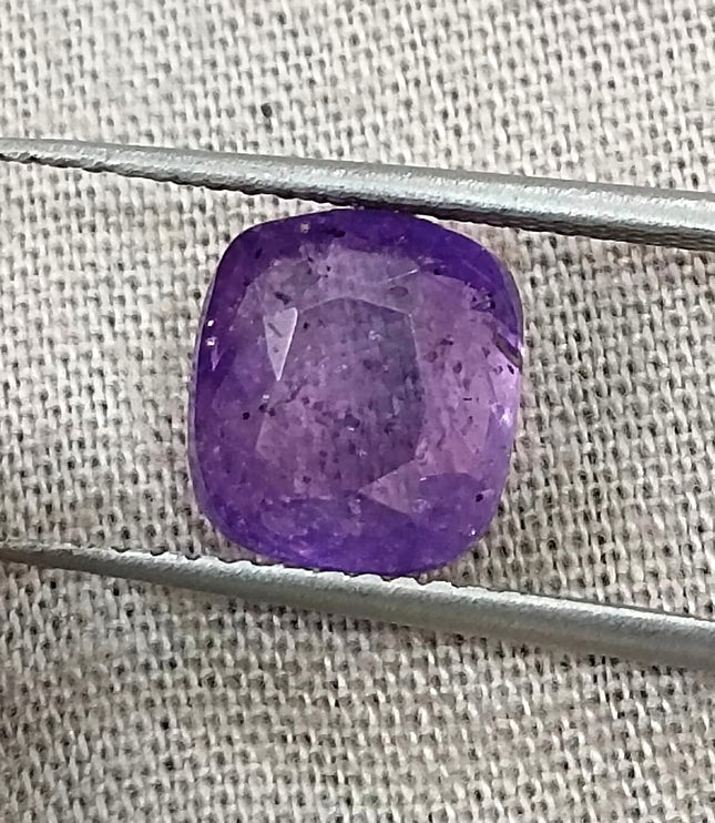 3.89ct Purple Sapphire, Certified Natural Unheated Sri Lanka Origin Cushion Cut Loose Gemstone